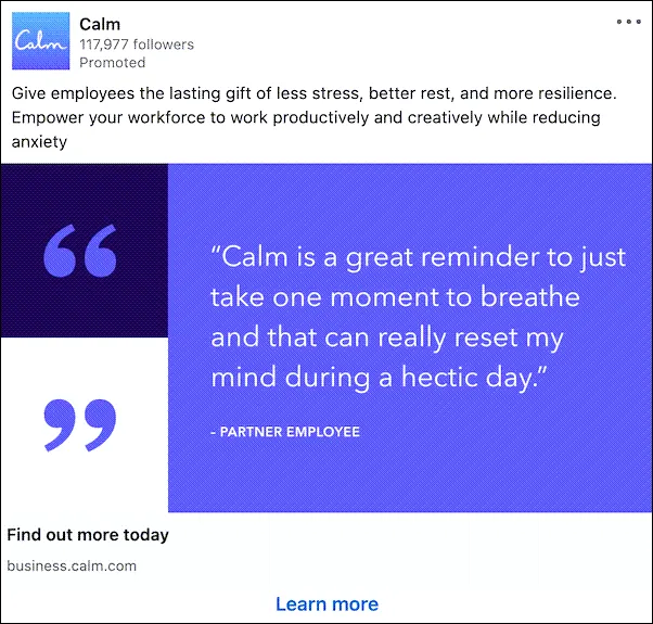 Source: Calm on LinkedIn